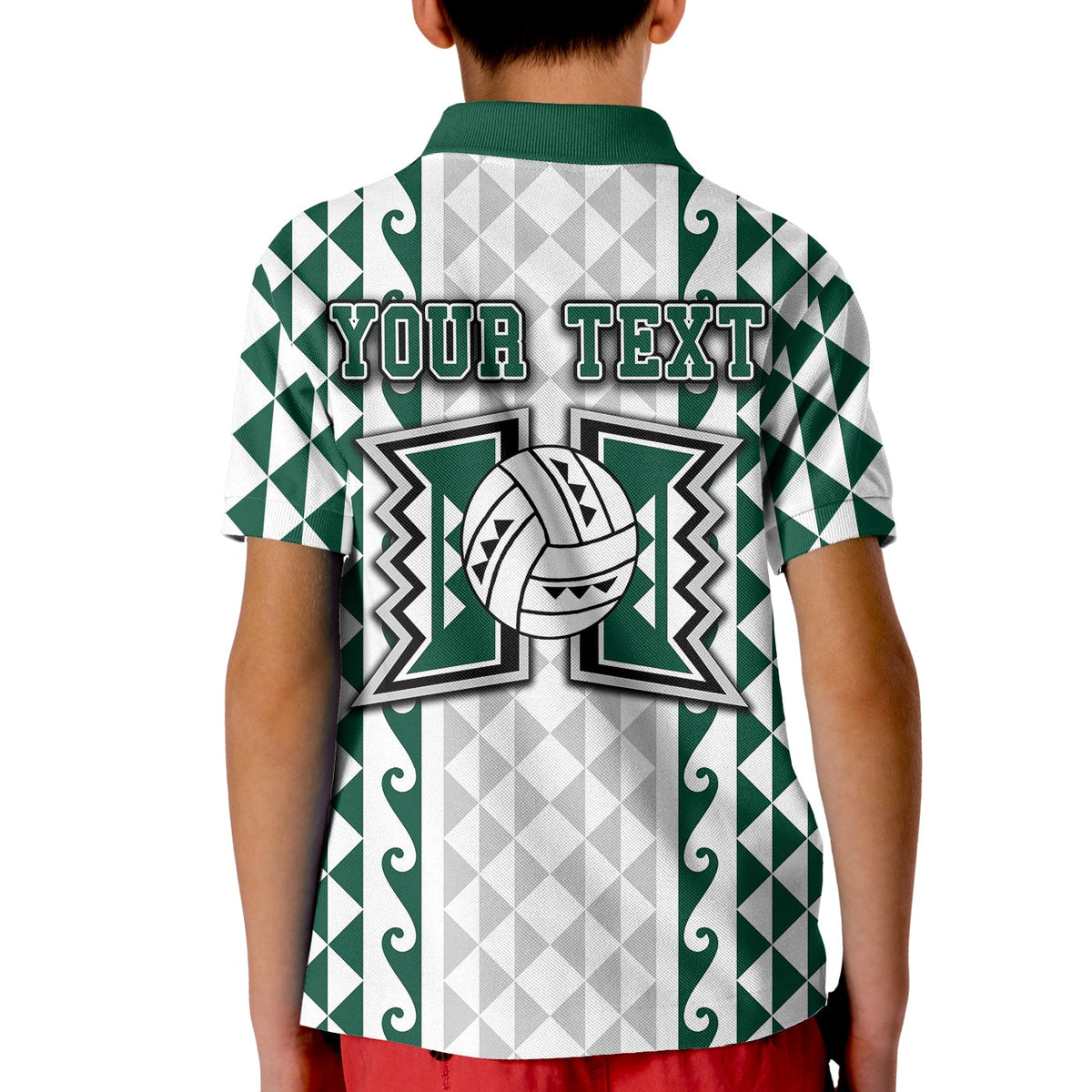 Custom Hawaii Rainbow Wahine Volleyball Polo Shirt KID LT6 - Wonder Print Shop