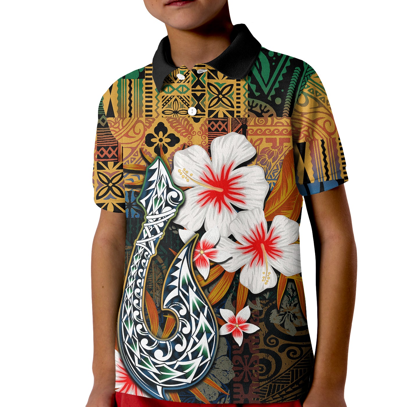 custom-personalised-hawaii-fish-hook-polo-shirt-kid-style