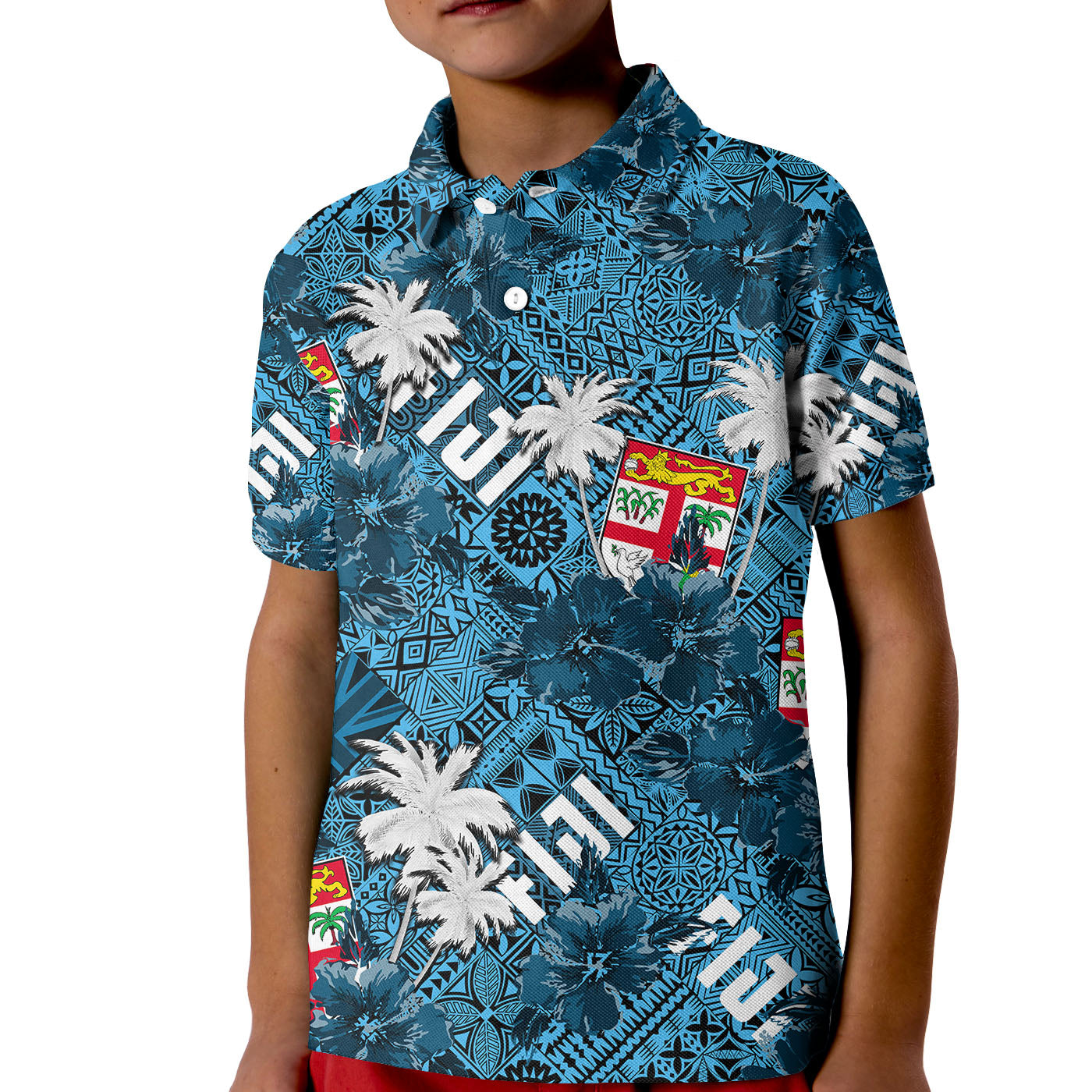Hibiscus Fiji Polo Shirt KID Hawaii Style No.1 LT6 - Wonder Print Shop