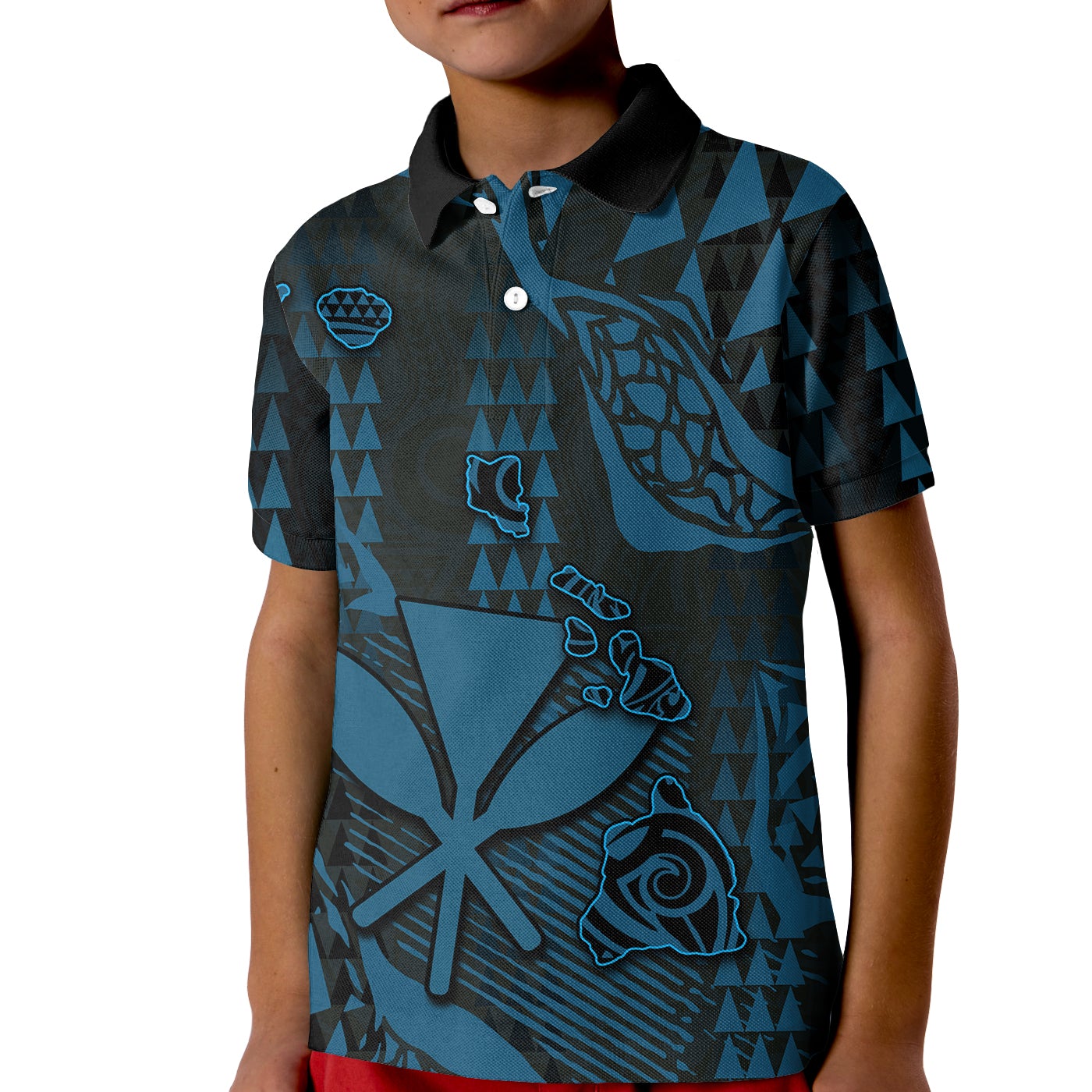 custom-personalised-hawaii-kanaka-map-polo-shirt-kid-blue-style