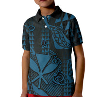 Custom Hawaii Golf Shirts Kanaka Map Polo Shirt KID Blue Style LT6 - Wonder Print Shop