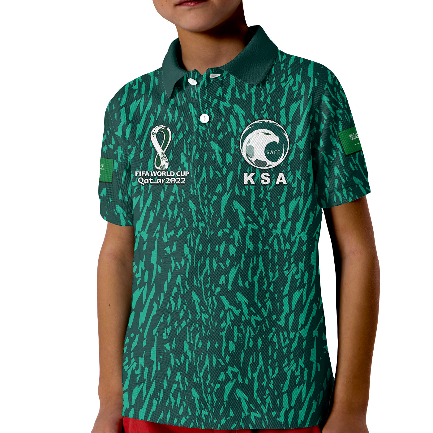 (Custom Personalised And Number) Saudi Arabia Soccer World Cup 2022 Polo Shirt KID