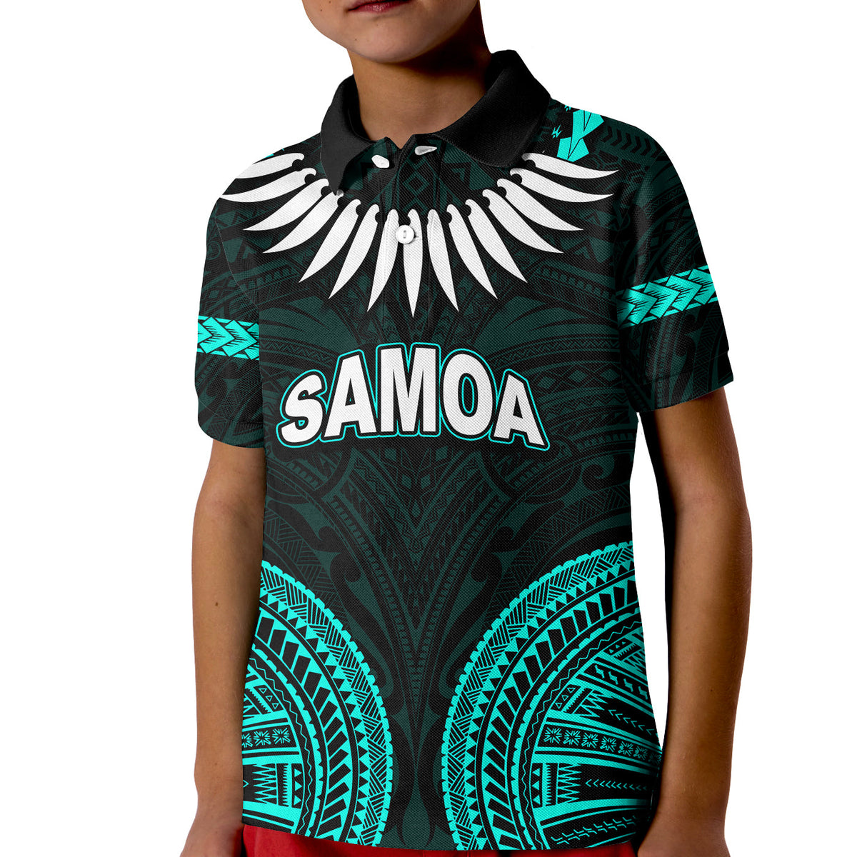 Custom Samoa Ula Nifo Tribal Polo Shirt KID Green Style LT6 - Wonder Print Shop