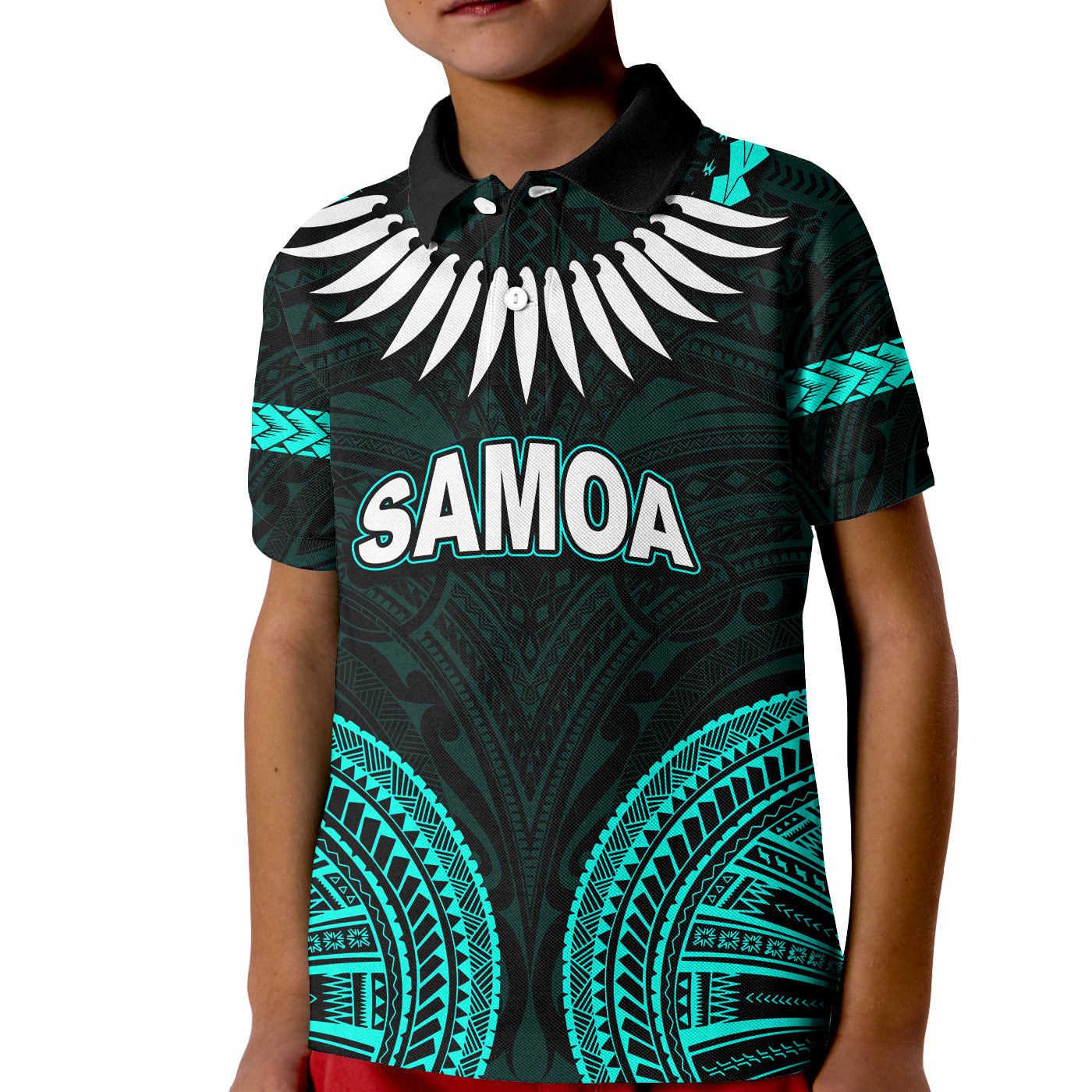 Custom Samoa Ula Nifo Tribal Polo Shirt KID Green Style LT6 - Wonder Print Shop