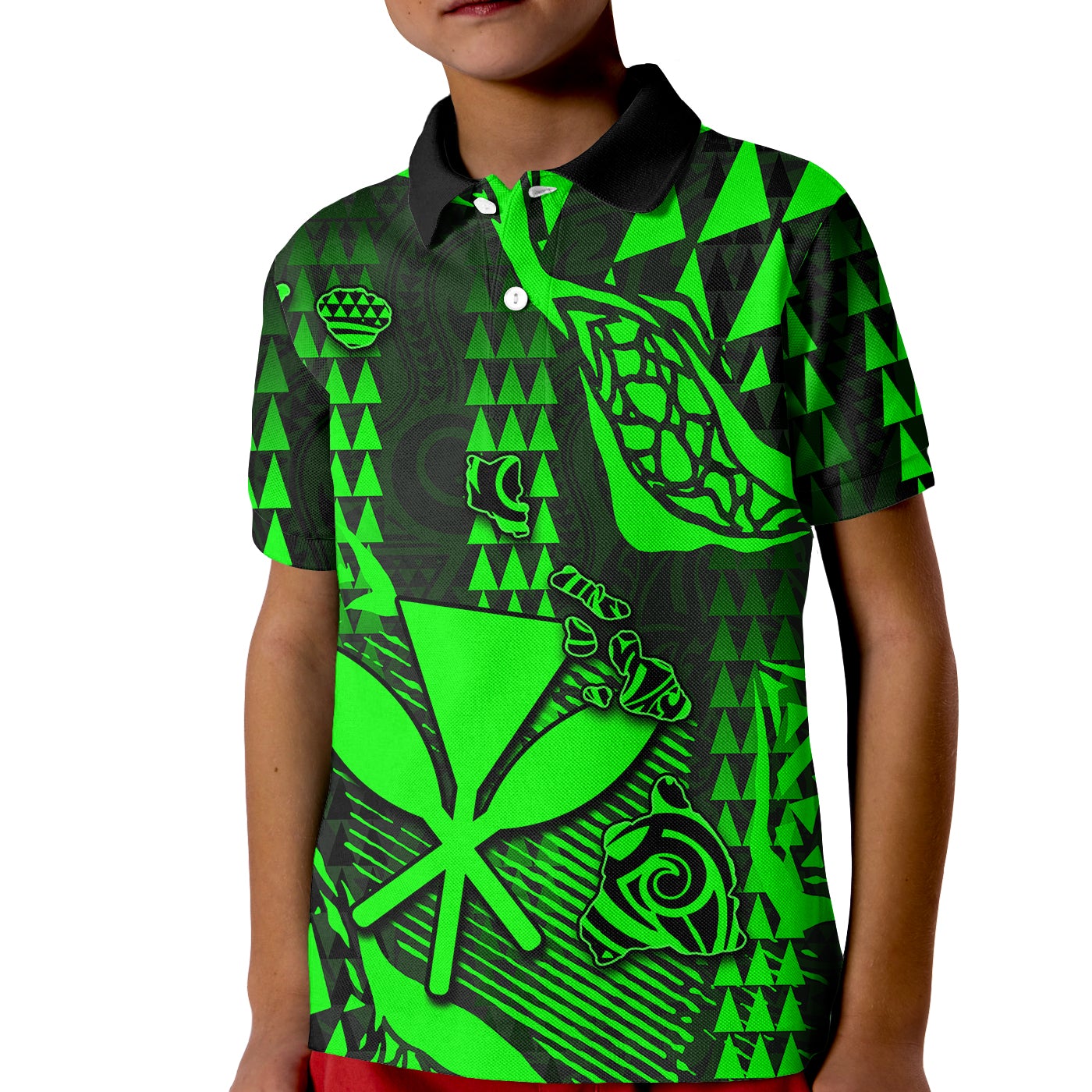 custom-personalised-hawaii-kanaka-map-polo-shirt-kid-green-style