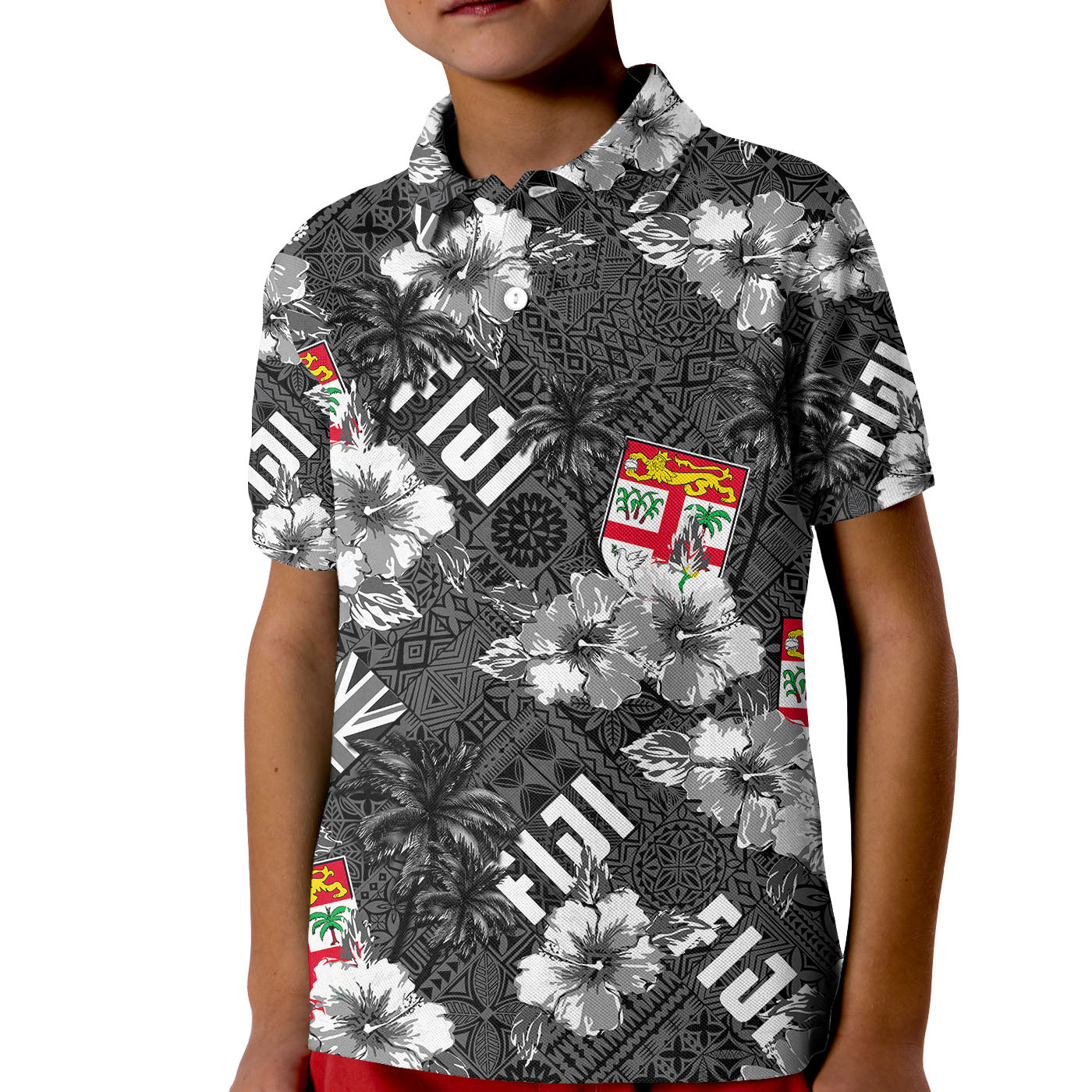 Hibiscus Fiji Polo Shirt KID Hawaii Style No.3 LT6 - Wonder Print Shop