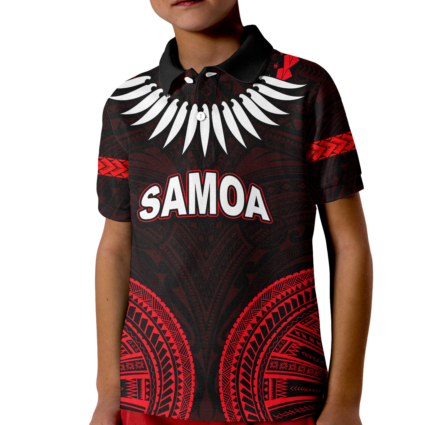 Custom Samoa Ula Nifo Tribal Polo Shirt KID Red Style LT6 - Wonder Print Shop
