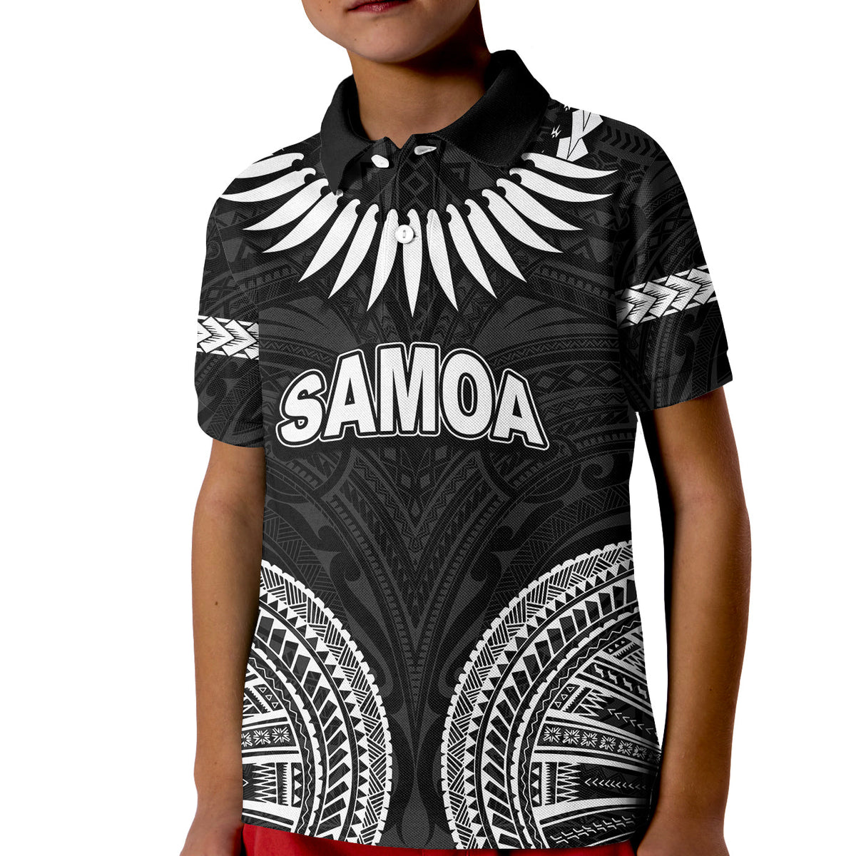 Custom Samoa Ula Nifo Tribal Polo Shirt KID White Style LT6 - Wonder Print Shop