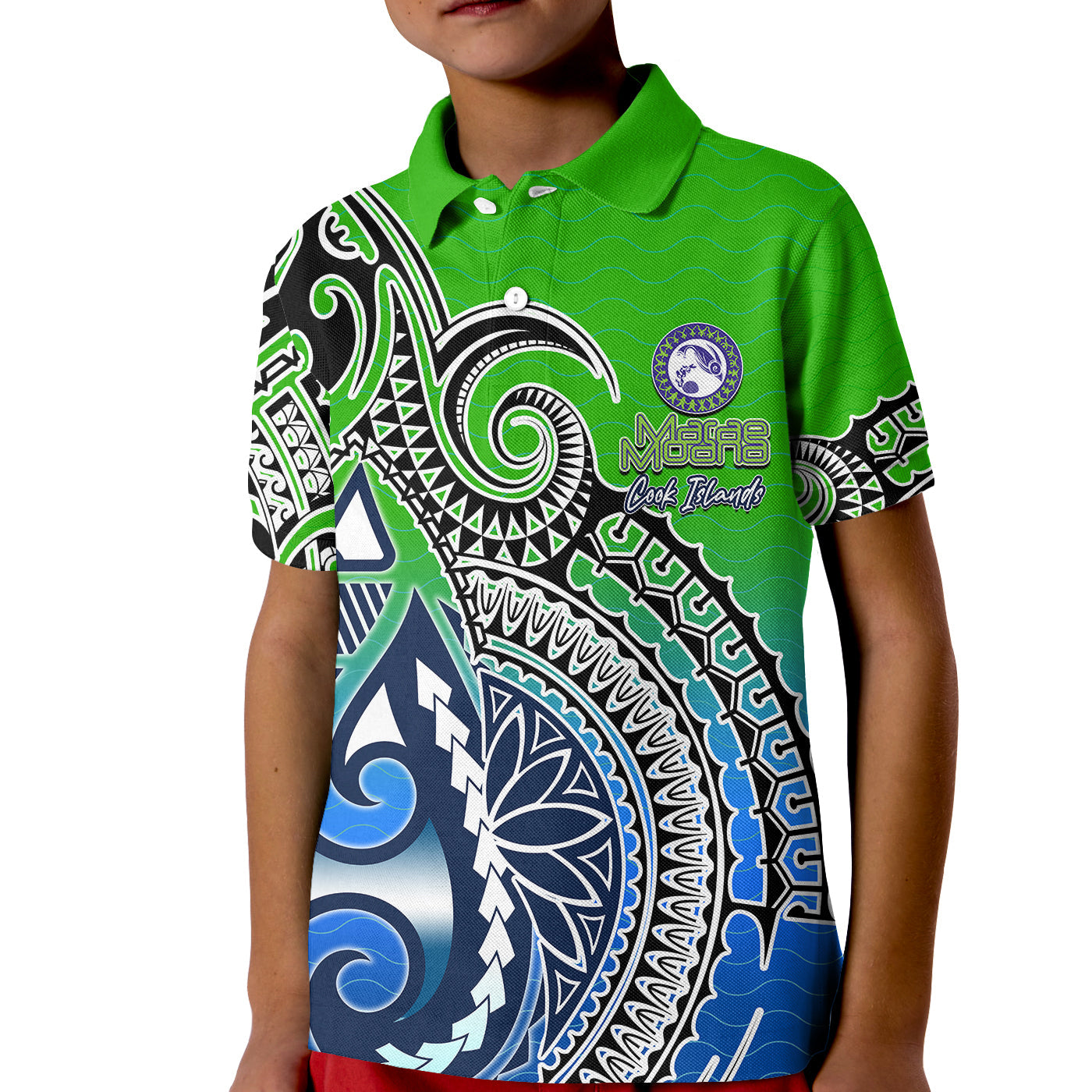 Custom Marae Moana Cook Islands Marine Park Polo Shirt KID LT6 - Wonder Print Shop