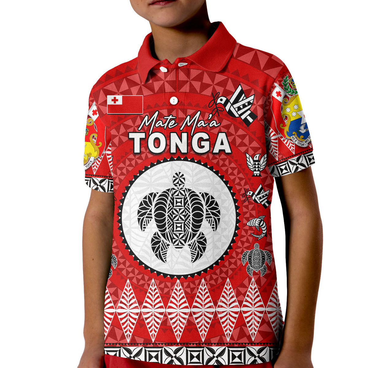 Custom Mate Maa Tonga Ngatu Fonu Rugby Polo Shirt KID LT6 - Wonder Print Shop