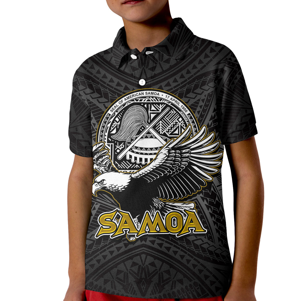 Custom Seal of American Samoa Polo Shirt KID LT6 - Wonder Print Shop