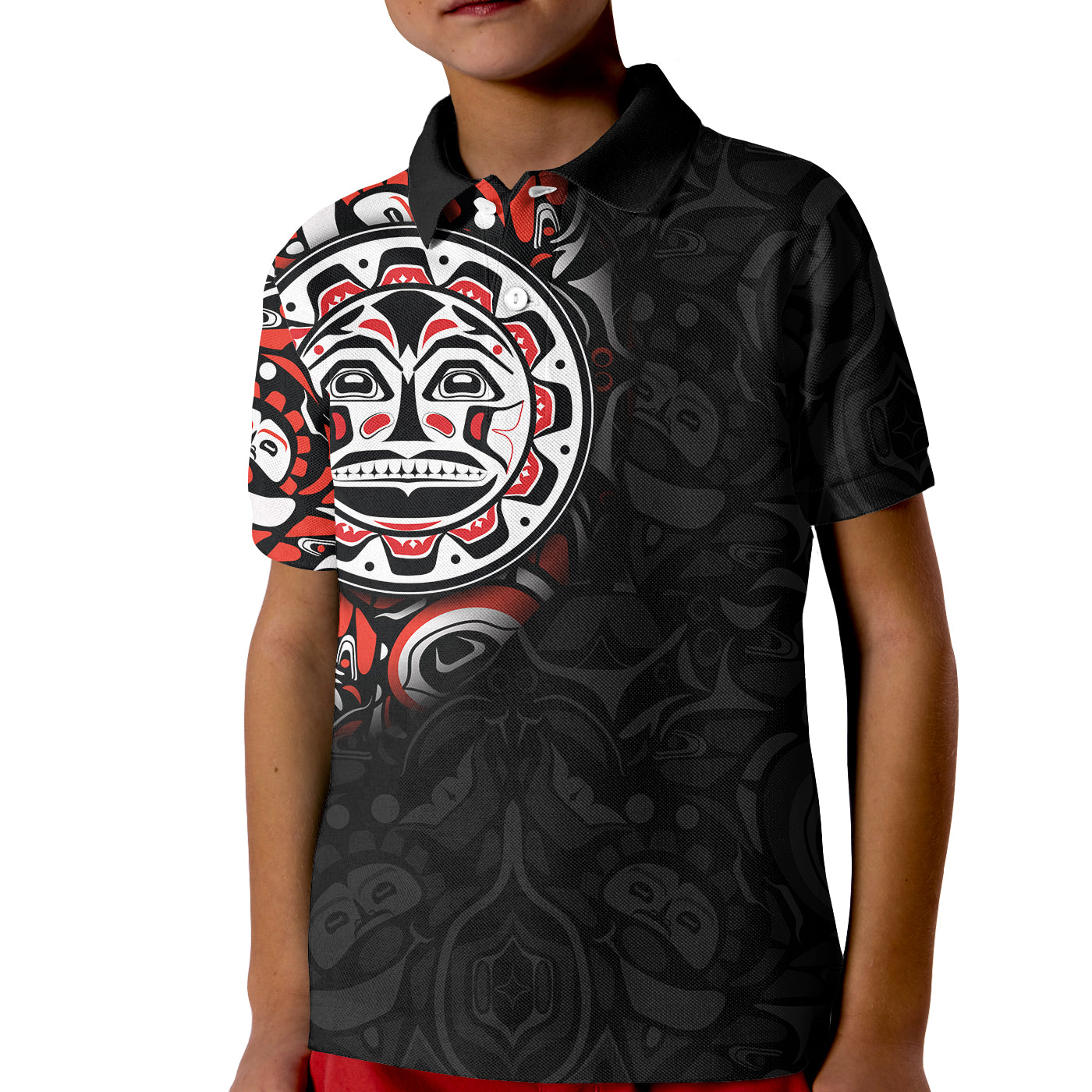 custom-personalised-canada-haida-polo-shirt-kid-sun