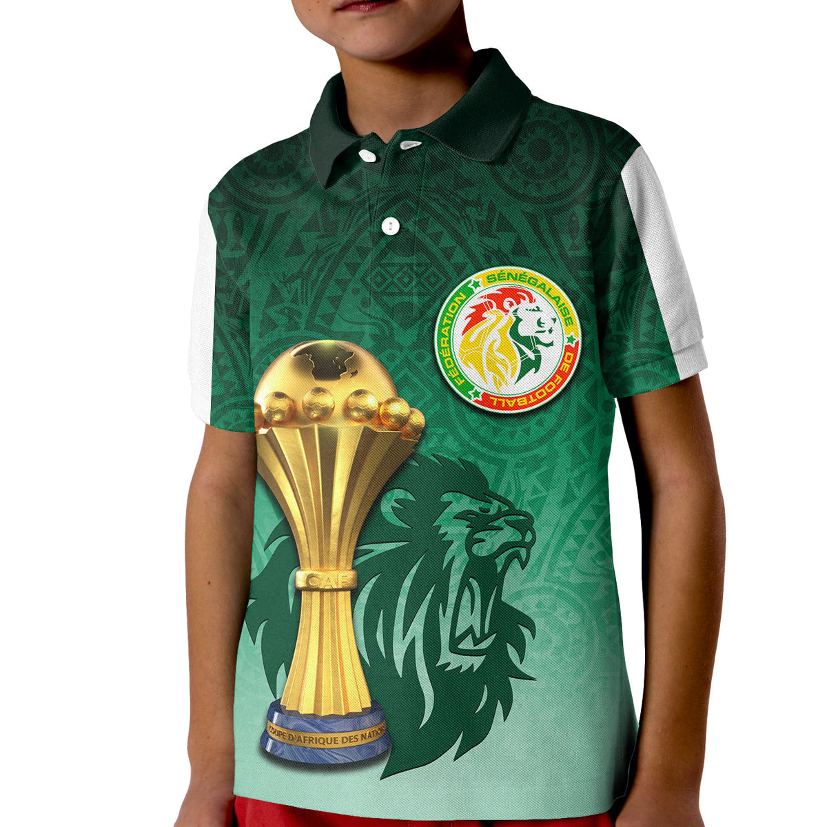 Senegal Football Champion Polo Shirt KID Green Style LT6 - Wonder Print Shop