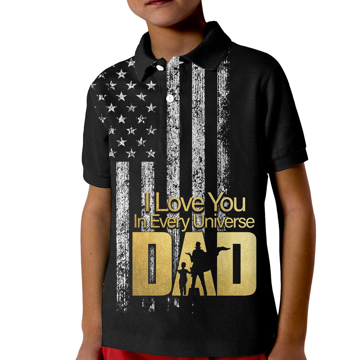 Custom American Flag Polo Shirt Father Day Vinage KID LT6 - Wonder Print Shop