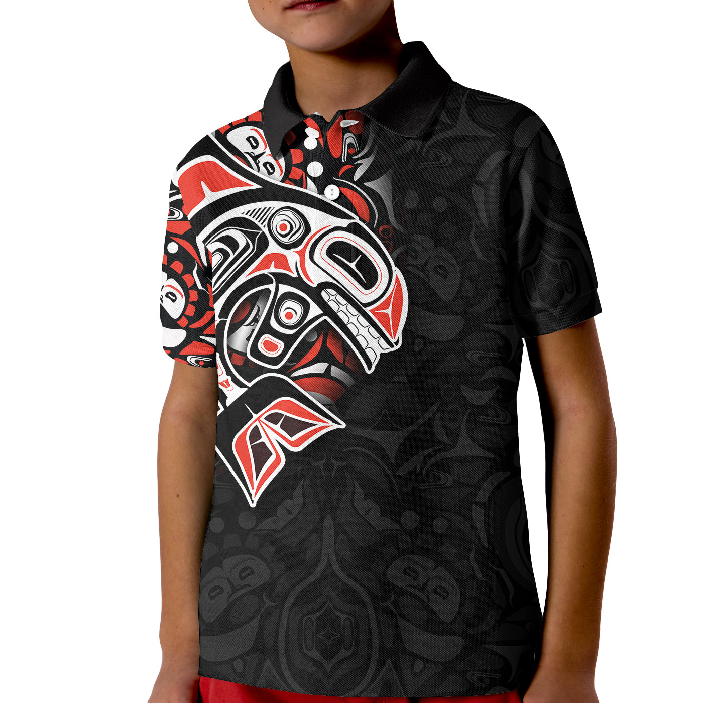 custom-personalised-canada-haida-polo-shirt-kid-killer-whale