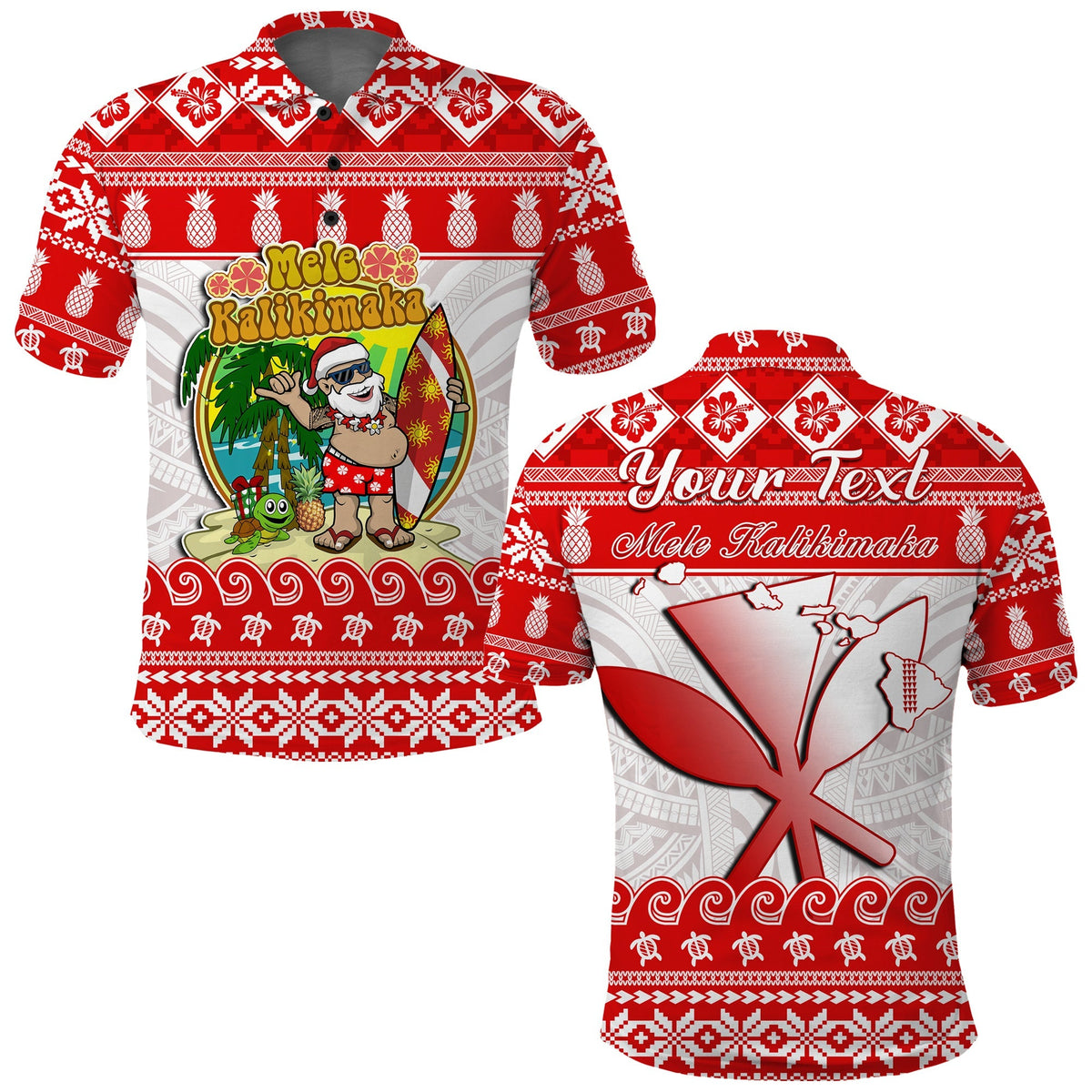 Custom Christmas Hawaii Polo Shirt Kanaka Polynesian Santa Claus Mele Kalikimaka - Wonder Print Shop