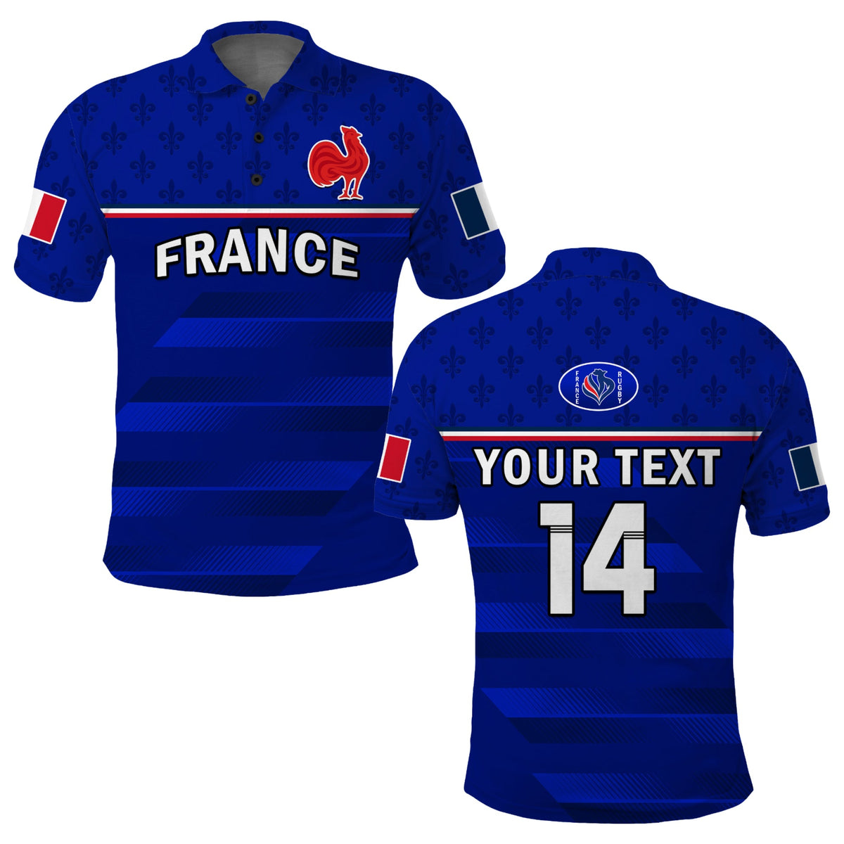 (Custom Text And Number) France Rugby Polo Shirt Outgoing Tour Allez Les Bleus - Wonder Print Shop