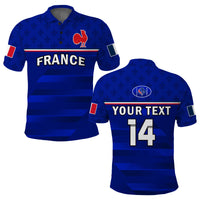 (Custom Text And Number) France Rugby Polo Shirt Outgoing Tour Allez Les Bleus - Wonder Print Shop