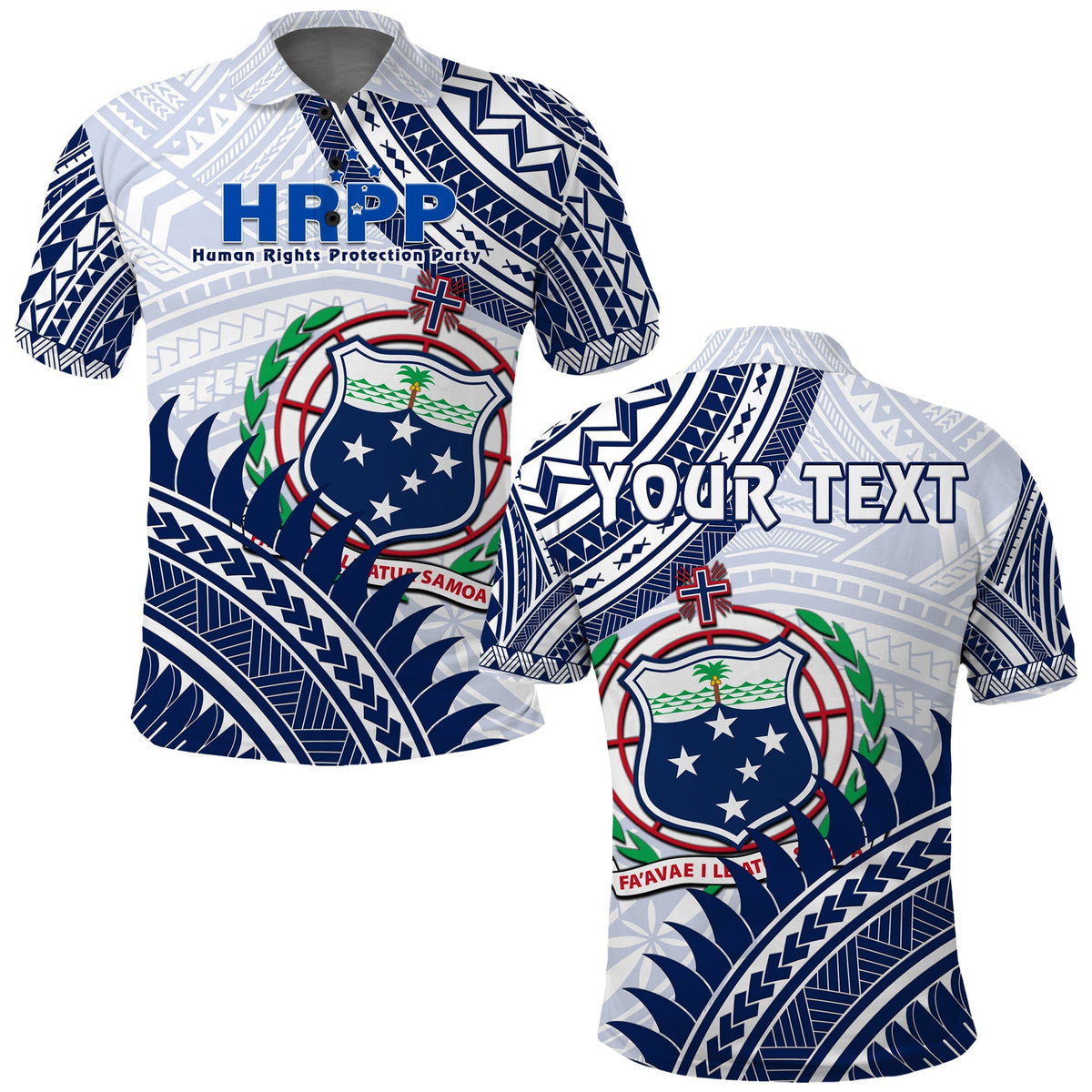 Custom HRPP Samoa Polo Shirt Samoan Coat Of Arms Polynesian Pattern - Wonder Print Shop