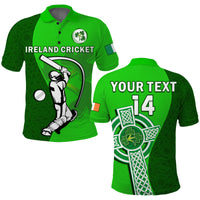 (Custom Text And Number) Ireland Cricket Polo Shirt Irish Flag Celtic Cross Sporty Style - Wonder Print Shop