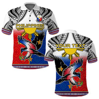 Custom Philippines Polo Shirt Polynesian Filipino Pattern With Eagle - Wonder Print Shop