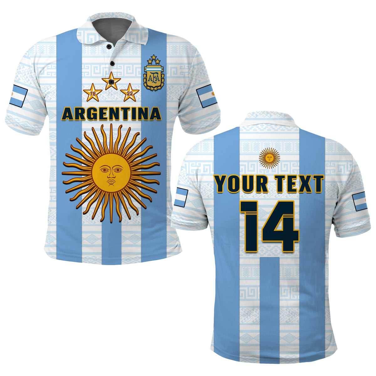 (Custom Text And Number) Argentina Football Polo Shirt World Cup La Albiceleste 3rd Champions Proud - Wonder Print Shop