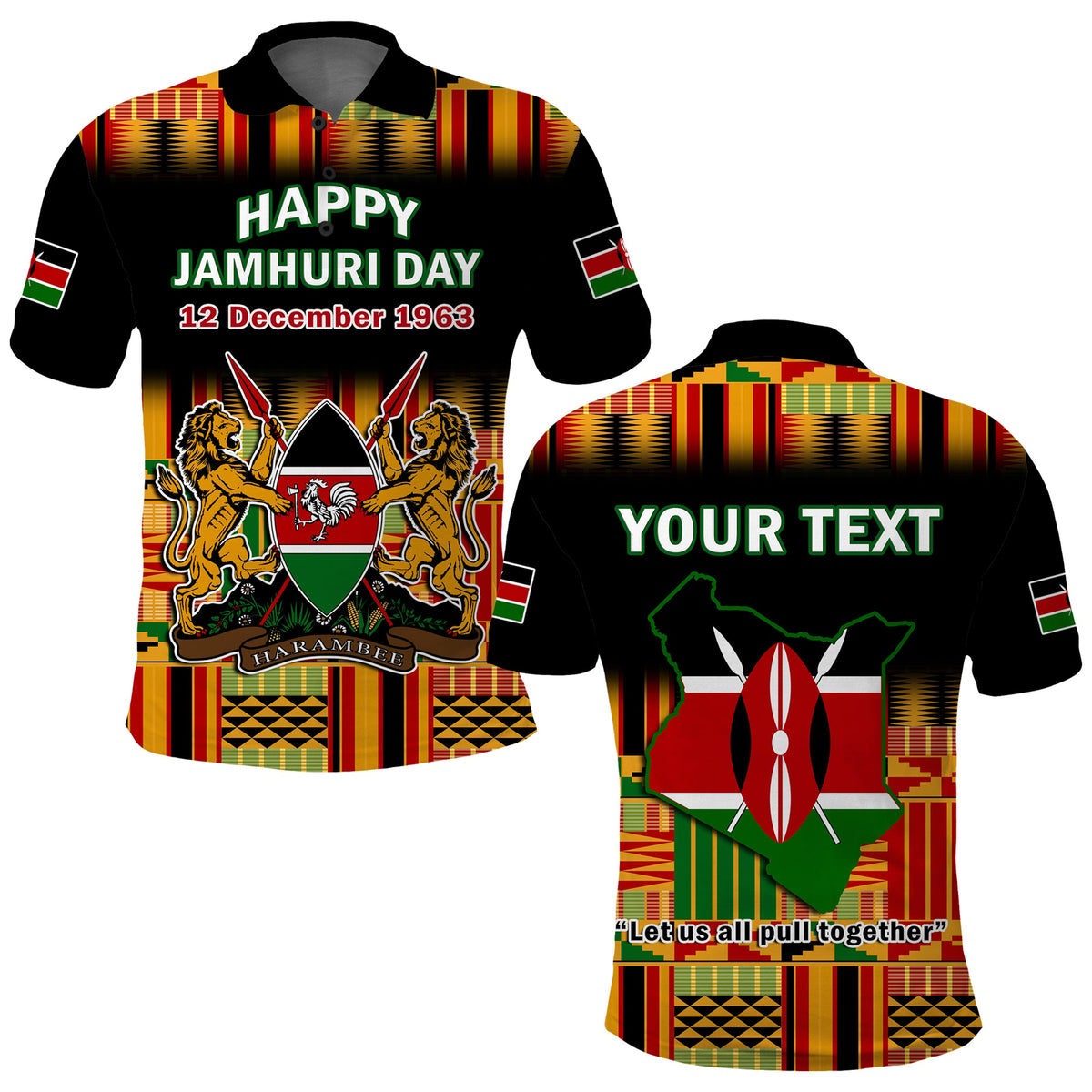 Custom Kenya Polo Shirt Happy Jamhuri Day Kenyan Pattern - Wonder Print Shop