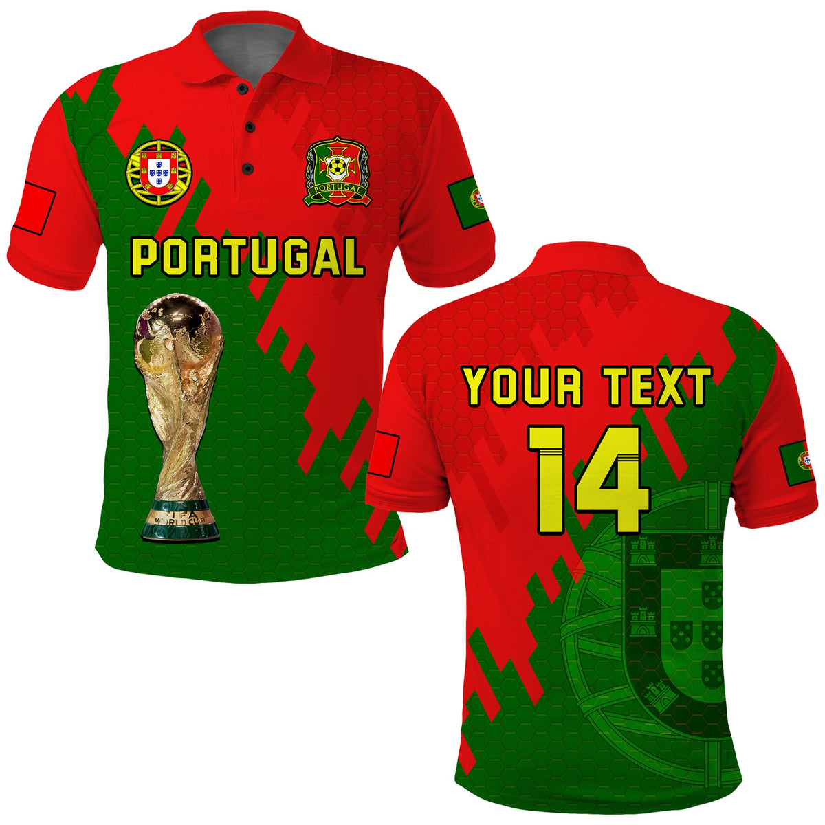 (Custom Text And Number) Portugal Football Polo Shirt Champions WC 2022 - Wonder Print Shop