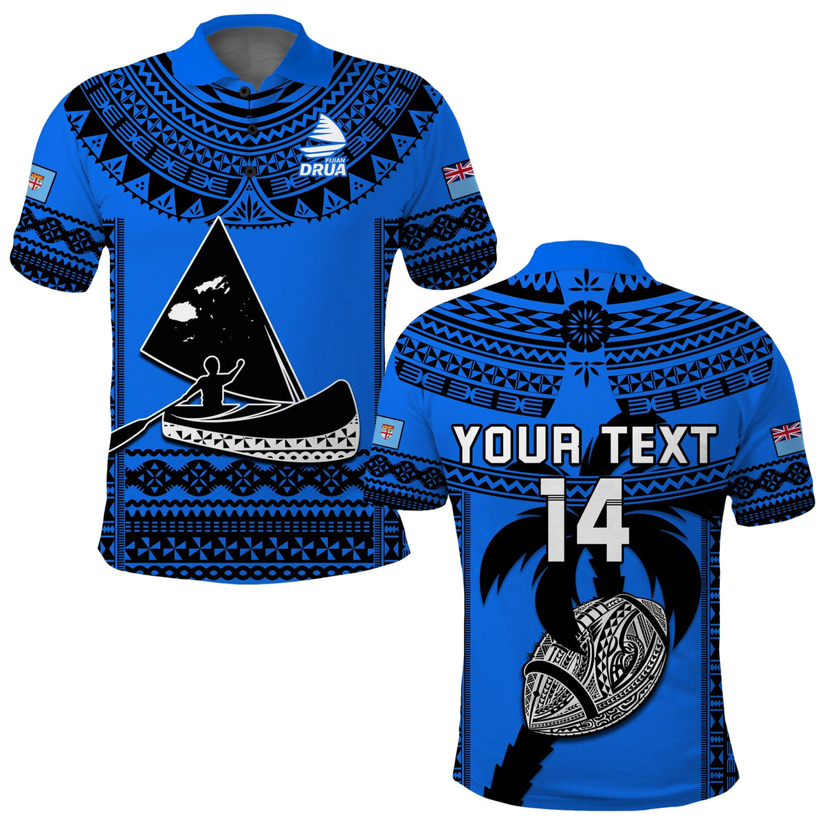 Custom Text And Number Fiji Rugby Polo Shirt Fijian Drua Super Polynesian Special Tapa Pattern - Wonder Print Shop