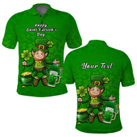 Custom Ireland Polo Shirt Saint Patricks Day Happy Leprechaun And Shamrock - Wonder Print Shop