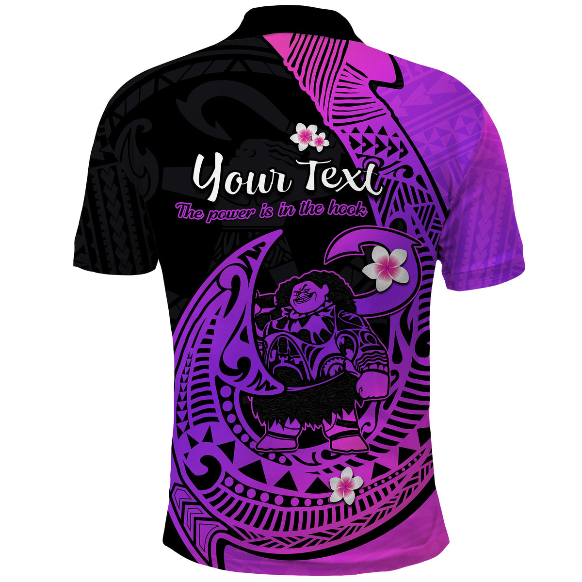 Custom Polynesian Polo Shirt Maui Fish Hook Magenta Gradient Version - Wonder Print Shop