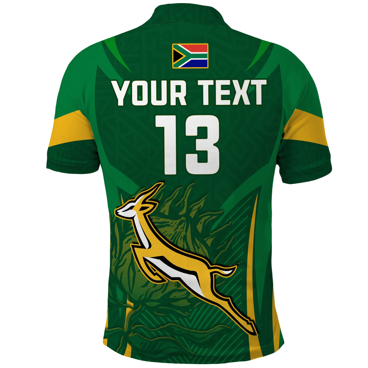 (Custom Text and Number) South Africa Rugby Polo Shirt Springboks Champion LT13 - Wonder Print Shop