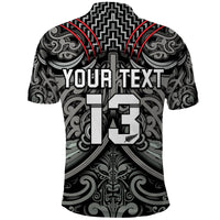 Custom Text and Number New Zealand Silver Fern Rugby Polo Shirt All Black NZ Maori Pattern LT13 - Wonder Print Shop