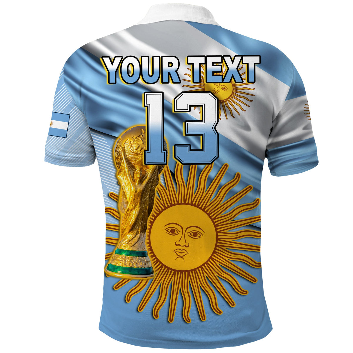 (Custom Text and Number) Football Polo Shirt Vamos La Albiceleste Champions World Cup Vibe Flag LT13 - Wonder Print Shop