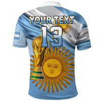 (Custom Text and Number) Football Polo Shirt Vamos La Albiceleste Champions World Cup Vibe Flag LT13 - Wonder Print Shop
