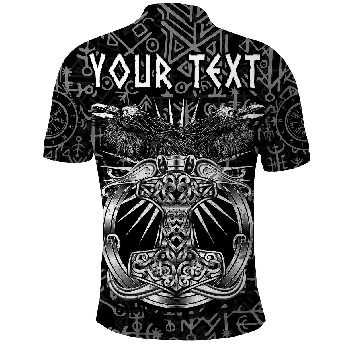 Custom Viking Dad Polo Shirt Happy Fathers Day Style Runes and Mjolnir LT13 - Wonder Print Shop