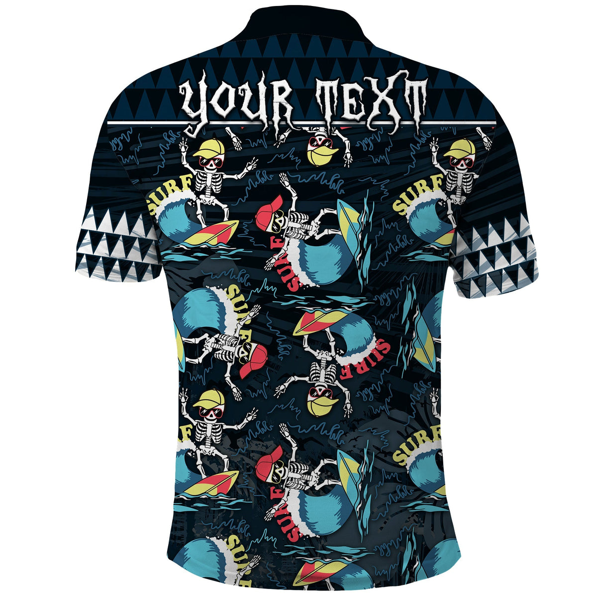 Custom Hawaii Skeleton Surf Polo Shirt Halloween Hawaiian Tribal LT13 - Wonder Print Shop