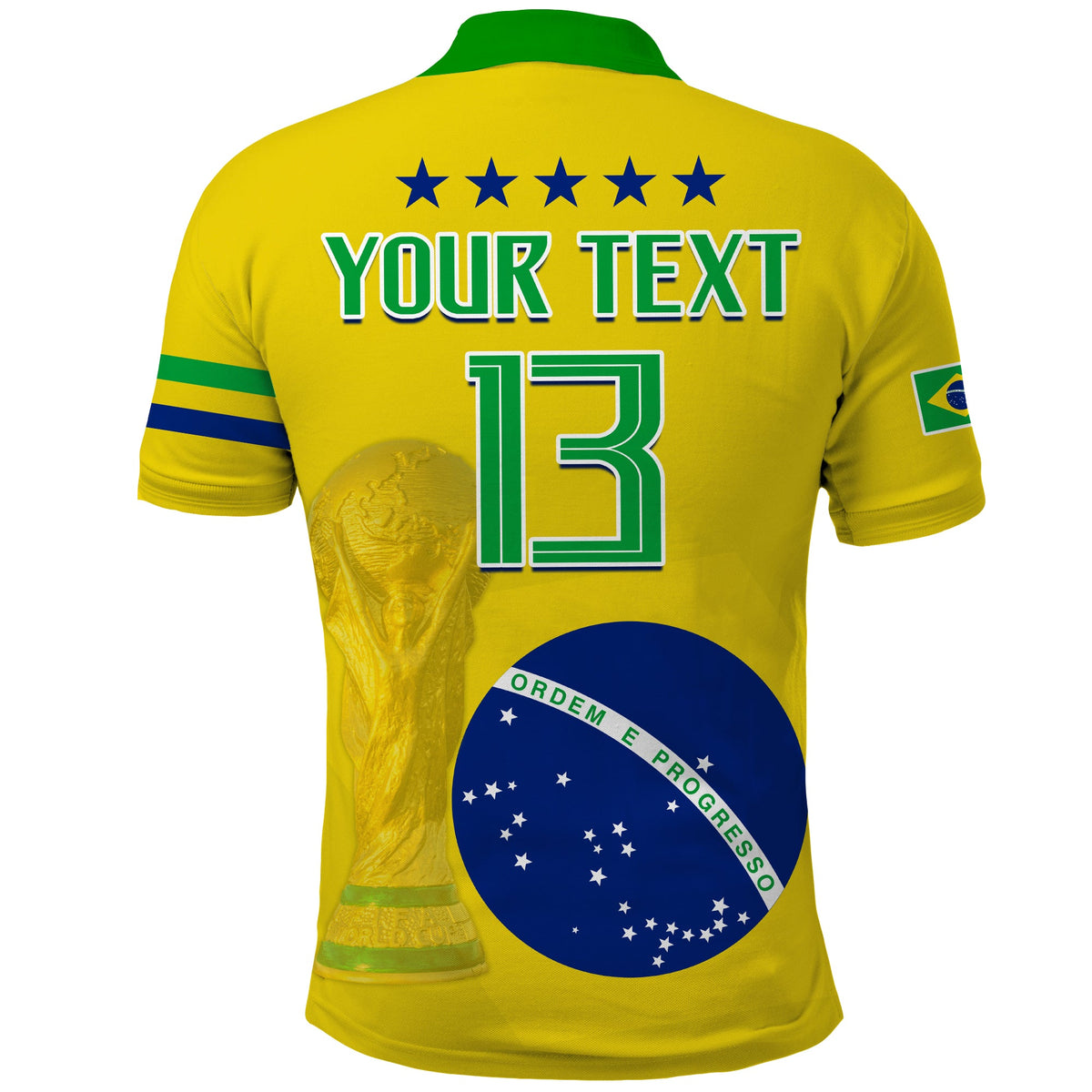 (Custom Text and Number) Brazil Football Polo Shirt Go Champions Selecao Campeao LT13 - Wonder Print Shop