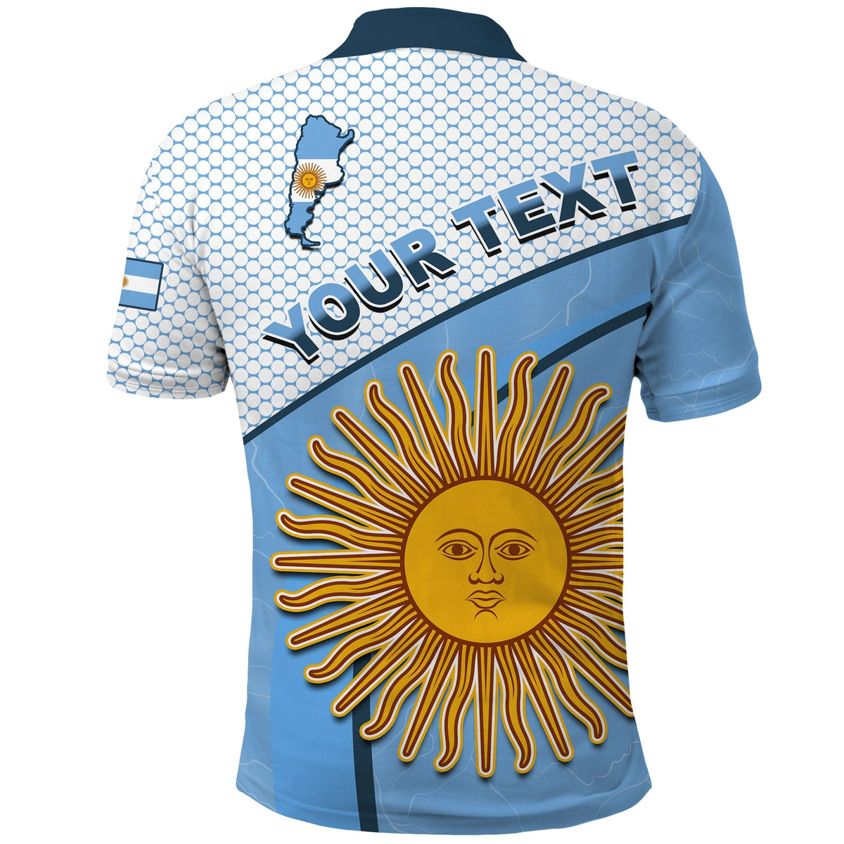 Custom Argentina Polo Shirt Football 2022 Champions Blue Sky May Sun LT13 - Wonder Print Shop