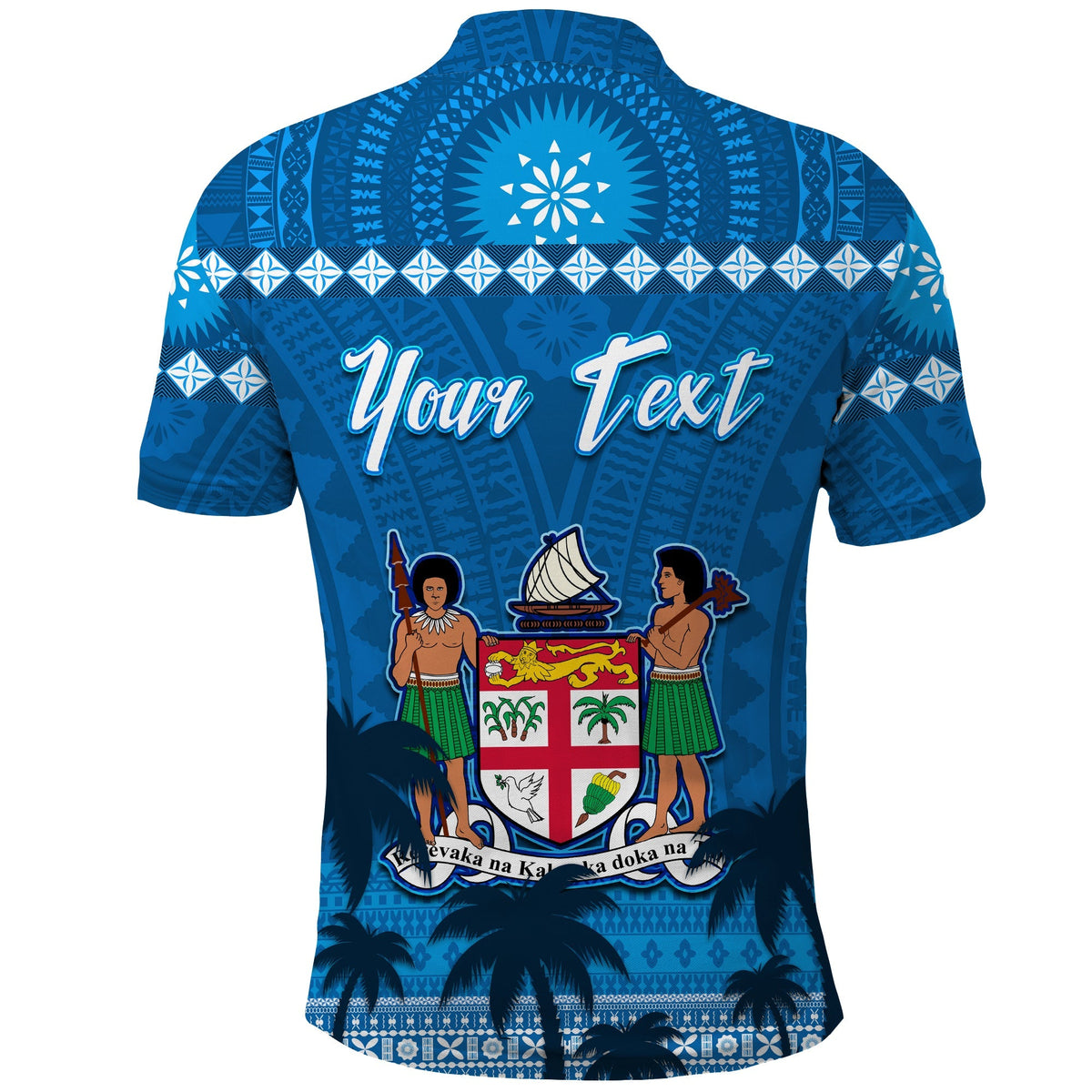 Custom Bula Fiji Day Polo Shirt Fijian Tapa with Palm Tree 52nd Anniversary LT13 - Wonder Print Shop