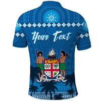Custom Bula Fiji Day Polo Shirt Fijian Tapa with Palm Tree 52nd Anniversary LT13 - Wonder Print Shop