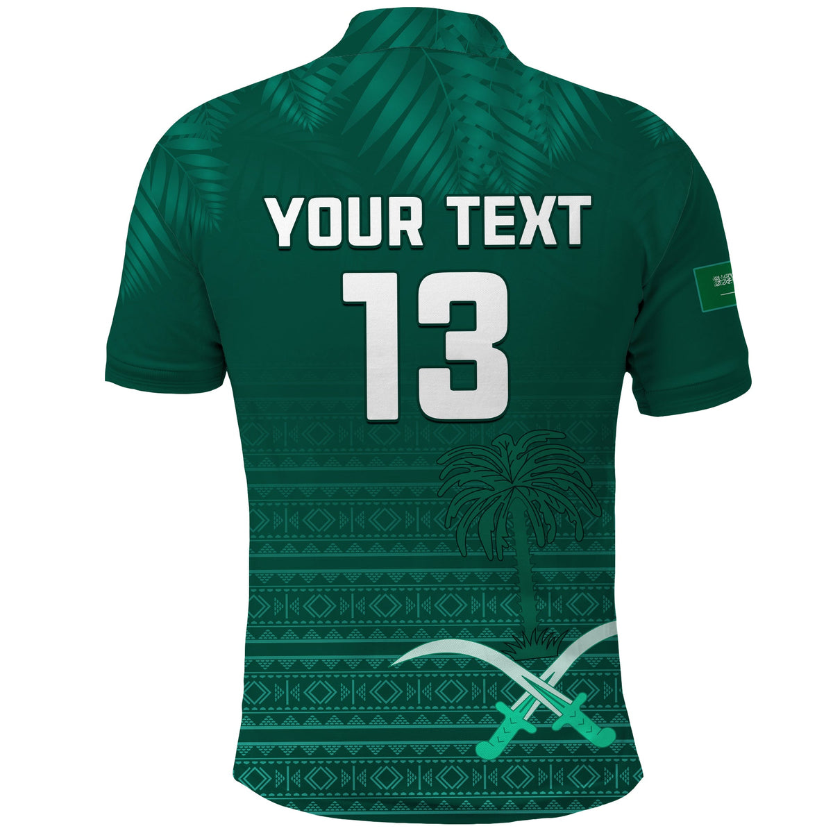 (Custom Text and Number) Saudi Arabia Football Polo Shirt KSA Proud Arabia Pattern Green Original LT13 - Wonder Print Shop