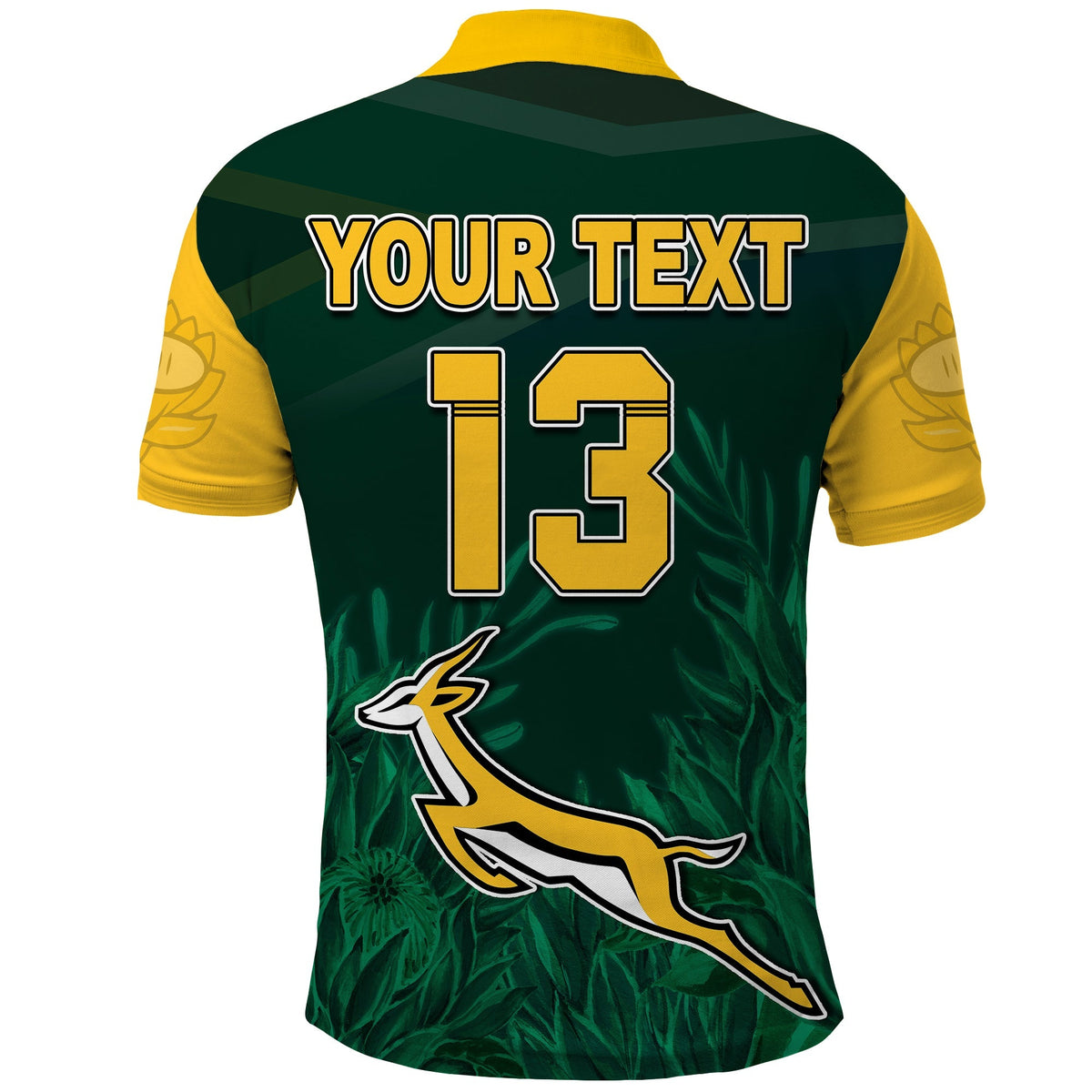 (Custom Text and Number) South Africa Rugby Polo Shirt Springboks King Protea Go Bokke LT13 - Wonder Print Shop