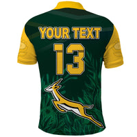 (Custom Text and Number) South Africa Rugby Polo Shirt Springboks King Protea Go Bokke LT13 - Wonder Print Shop