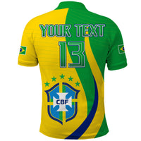 Polo shirt in green and yellow with back print YOUR TEXT 13 and CBF shield