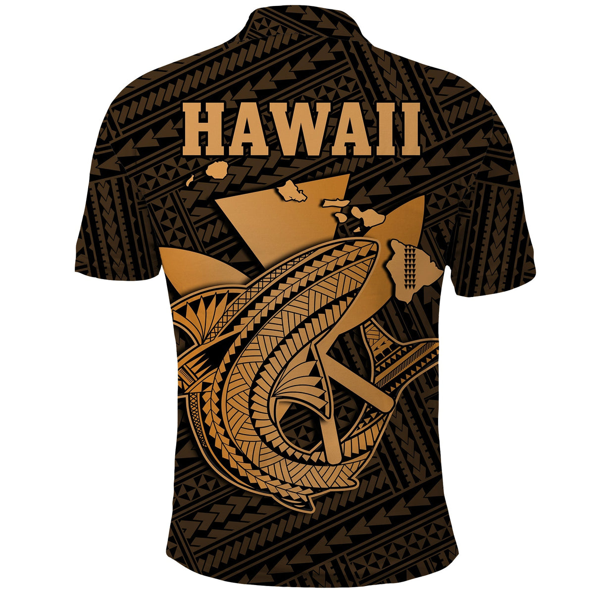 Custom Hawaii Polo Shirt Kakau Kanaka Maoli Combine Polynesian Shark Ver.01 - Wonder Print Shop