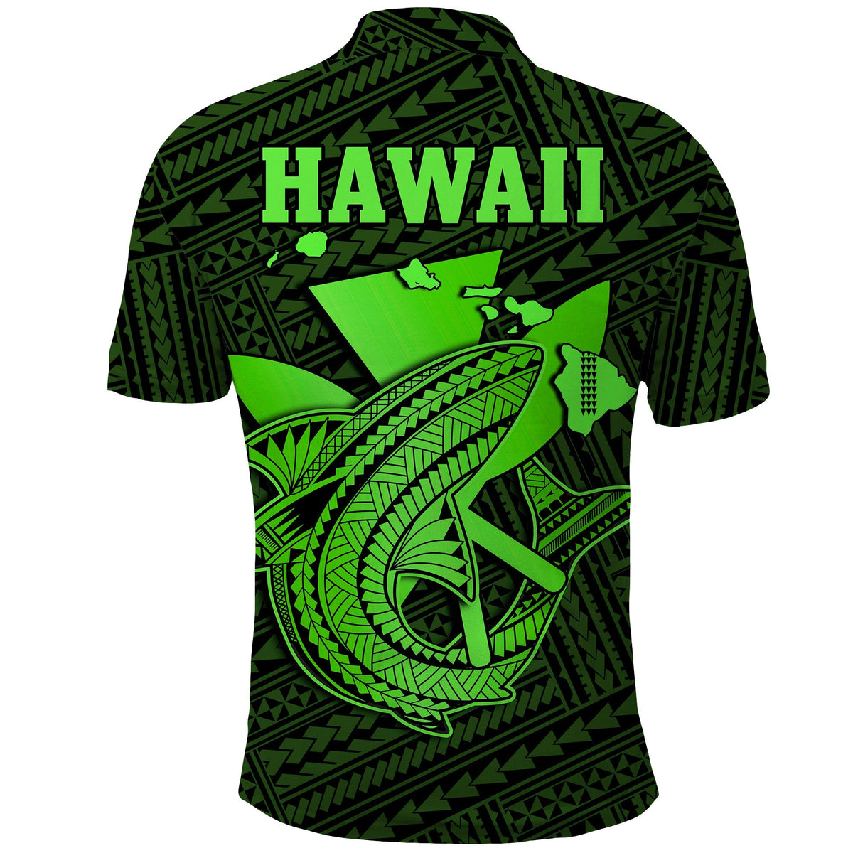 Custom Hawaii Polo Shirt Kakau Kanaka Maoli Combine Polynesian Shark Ver.02 - Wonder Print Shop
