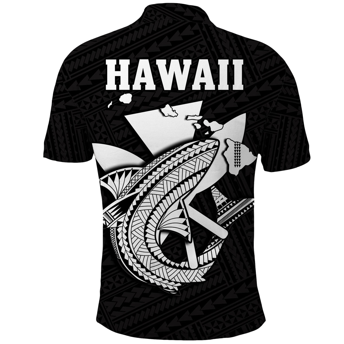 Custom Hawaii Polo Shirt Kakau Kanaka Maoli Combine Polynesian Shark Ver.07 - Wonder Print Shop