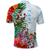 Fiji Polo Shirt Proud Fijian Tapa mix Tagimoucia Flowers LT13 - Wonder Print Shop