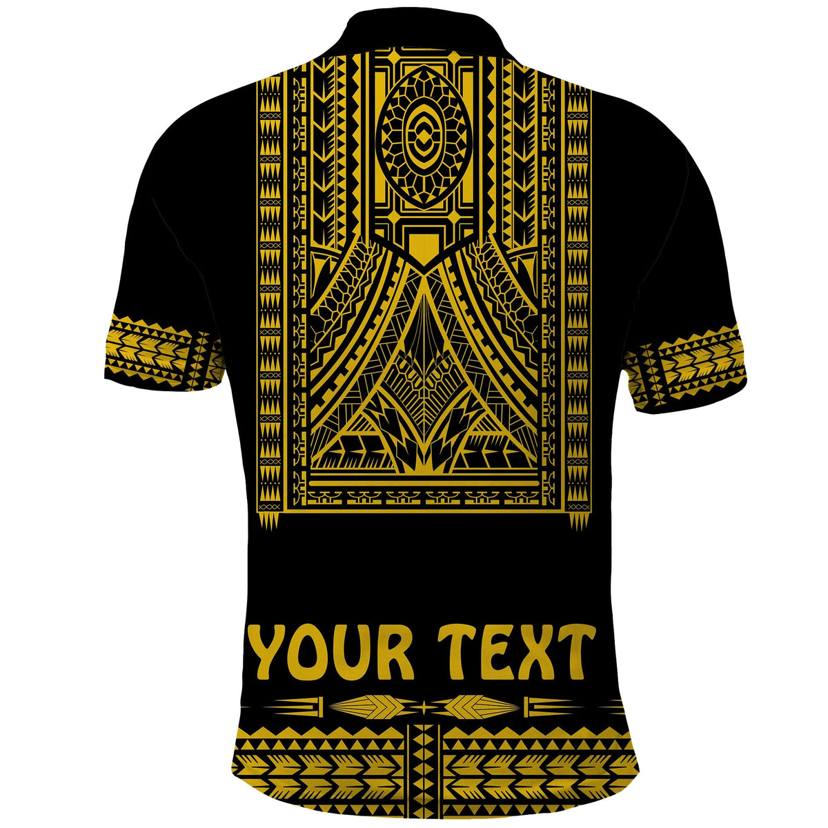 Custom Polynesian Polo Shirt Dashiki With Polynesian Tattoo Royal Golden Version - Wonder Print Shop